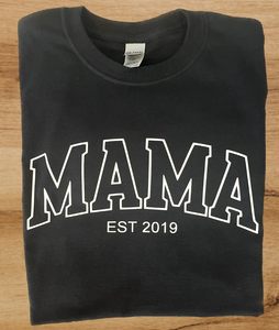 Custom MAMA Long-Sleeve T-Shirt with Child(ren) Name on Sleeve