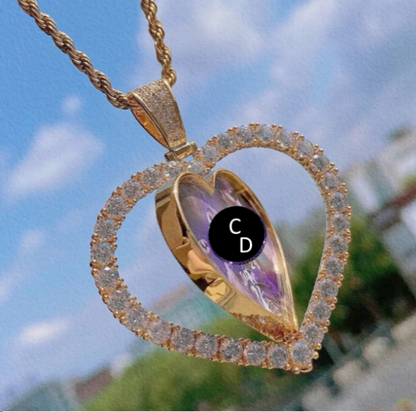 Personalized Bling Heart Spinner Pendant and Necklace