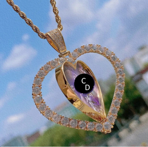 Personalized Bling Heart Spinner Pendant and Necklace