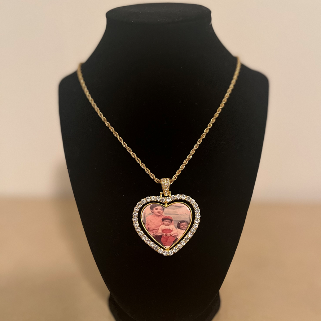 Personalized Bling Heart Spinner Pendant and Necklace