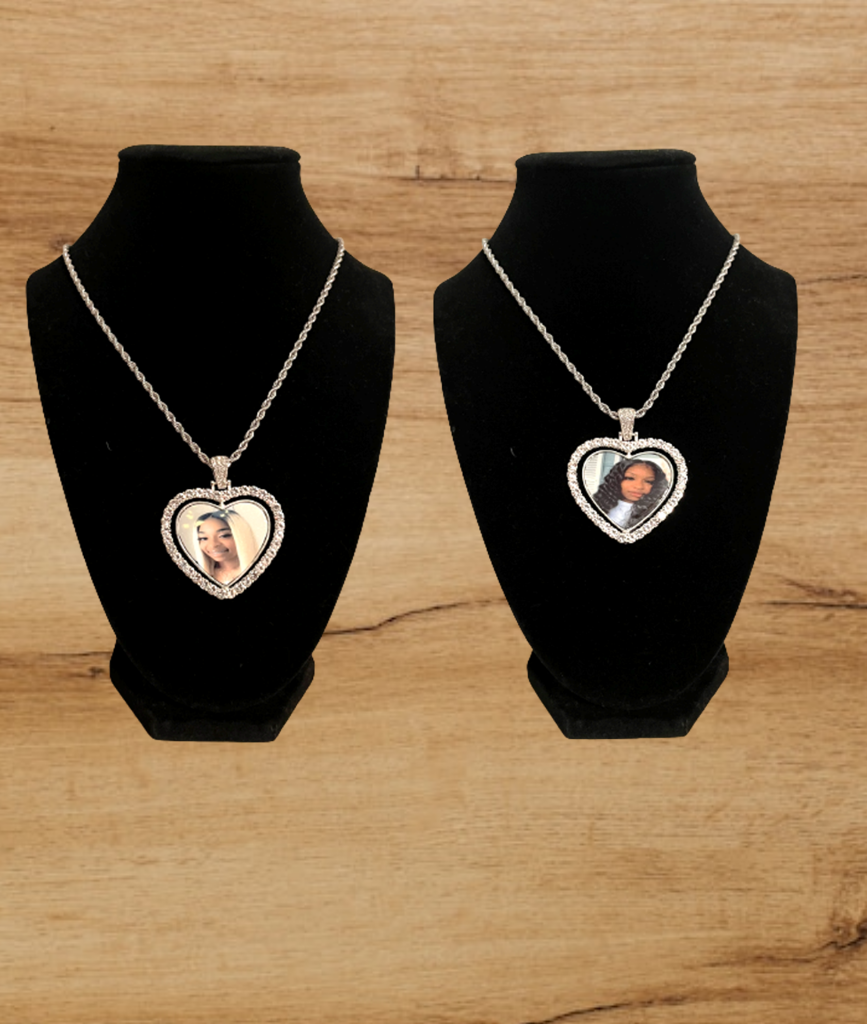 Personalized Bling Heart Spinner Pendant and Necklace